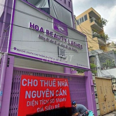 Cho thuê nhà hẻm số 232/1A đường Cao Thắng nối dài, Phường 12, Quận 10, Hồ Chí Minh