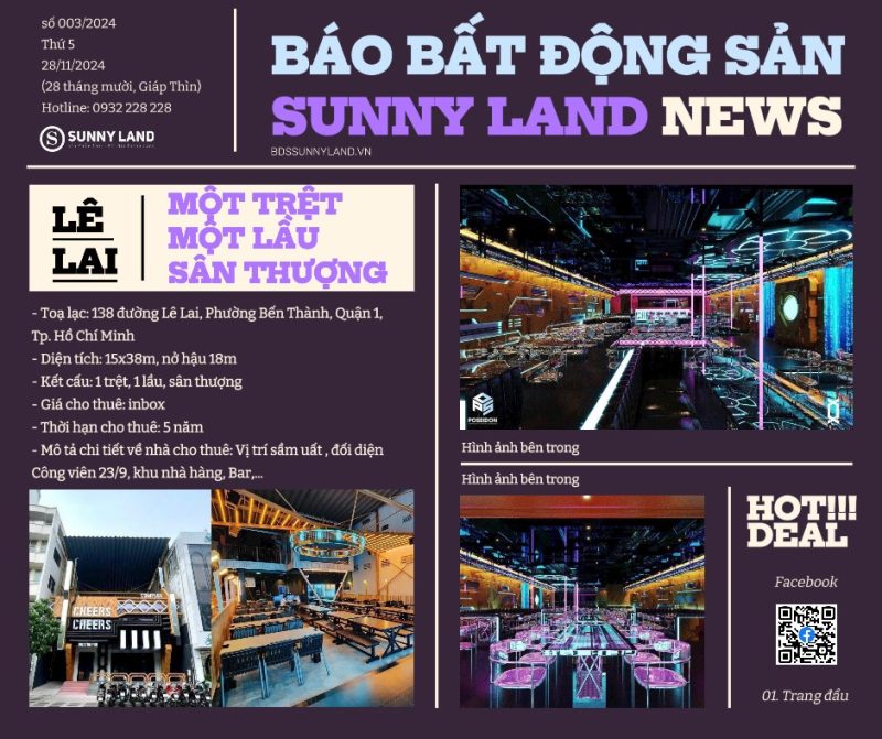 Cho thuê nhà mặt tiền số: 138 đường Lê Lai, Phường Bến Thành, Quận 1, Hồ Chí Minh