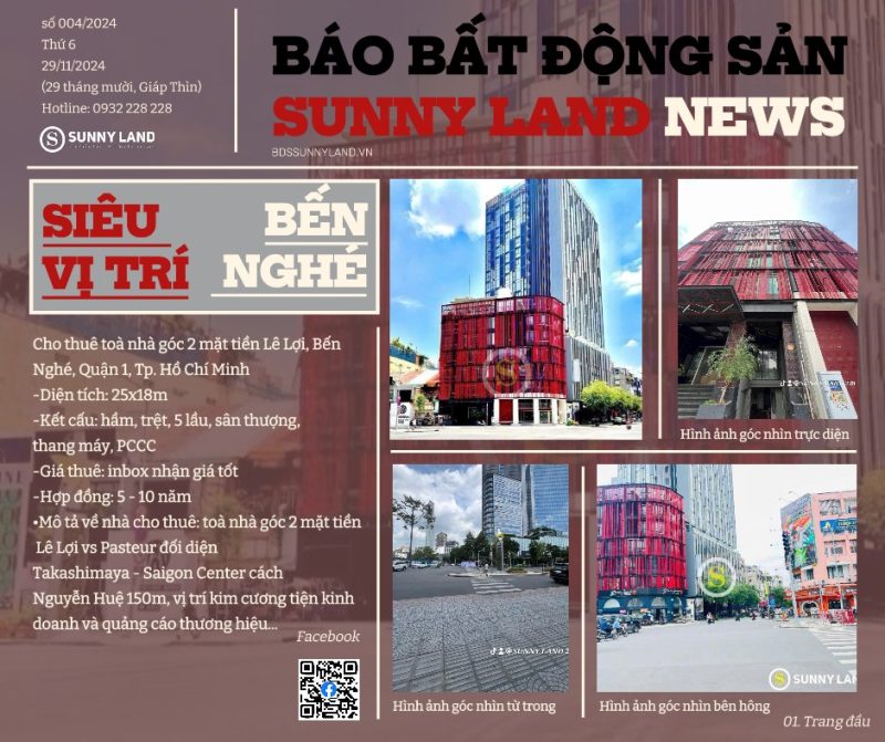 Cho thuê toà nhà góc 2 mặt tiền Lê Lợi, Bến Nghé, Quận 1, Tp. Hồ Chí Minh