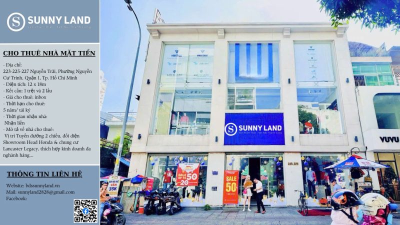 [CHO THUÊ NHÀ MẶT TIỀN] - Địa chỉ: 223-225-227 Nguyễn Trãi, Phường Nguyễn Cư Trinh, Quận 1, Tp. Hồ Chí Minh