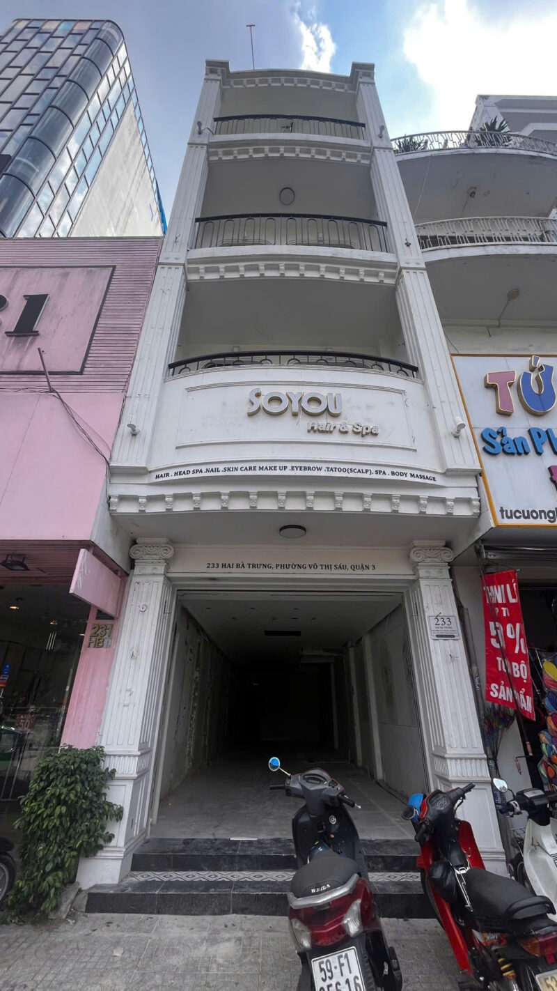 CHO THUÊ NHÀ MẶT TIỀN 233 HAI BÀ TRƯNG, PHƯỜNG VÕ THỊ SÁU, QUẬN 3, HỒ CHÍ MINH