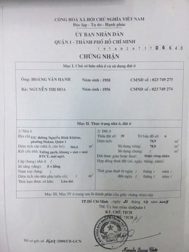 CHO THUÊ NHÀ GÓC 2 MẶT TIỀN SỐ 52B-52C ĐƯỜNG NGUYỄN BỈNH KHIÊM, PHƯỜNG ĐA KAO, QUẬN 1, HỒ CHÍ MINH
