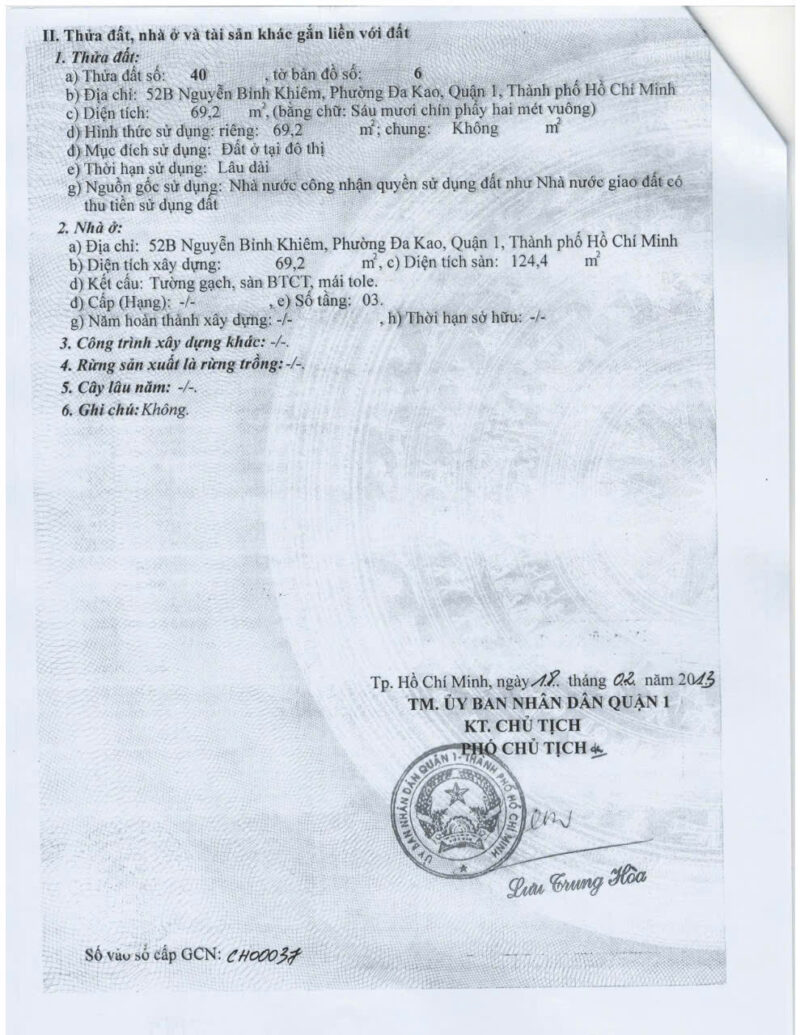 CHO THUÊ NHÀ GÓC 2 MẶT TIỀN SỐ 52B-52C ĐƯỜNG NGUYỄN BỈNH KHIÊM, PHƯỜNG ĐA KAO, QUẬN 1, HỒ CHÍ MINH